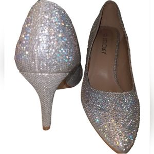 Delicacy Silver Sparkle Rhinestone Stiletto Heels